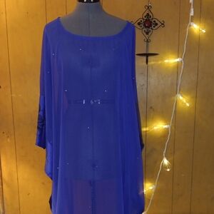 Royal Blue Women's Kaftan - Elegant Sheer Evening Cover-Up